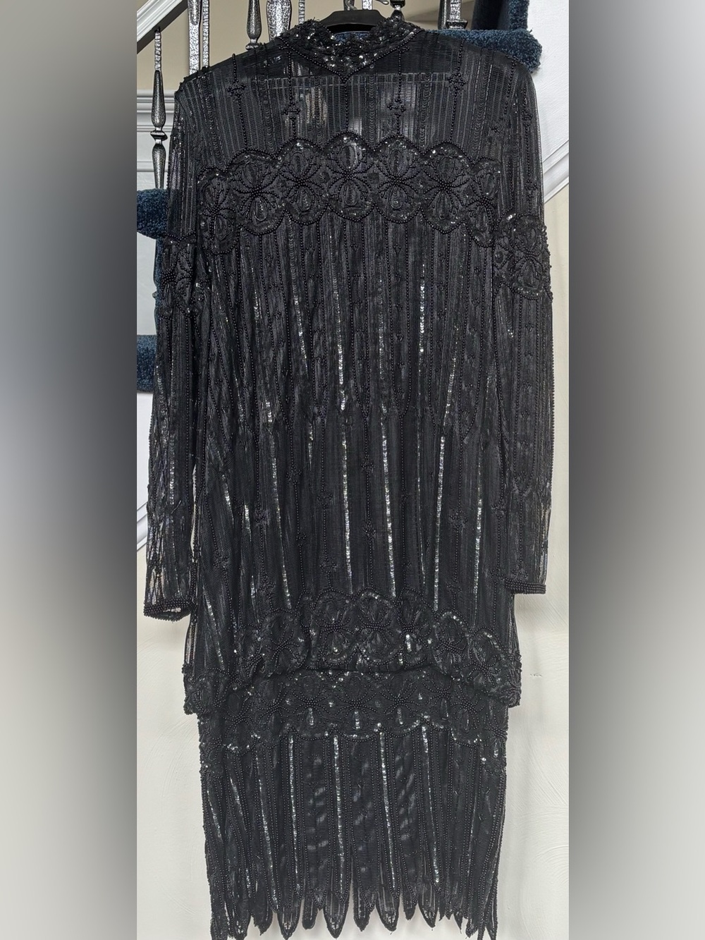 Judith Ann Creations Flapper-Style Mock Neck Completely Beaded Dress